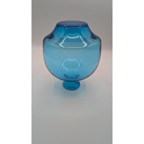 Vintage Art Glass Handblown Aqua Blue Vase - Picture 3 of 6